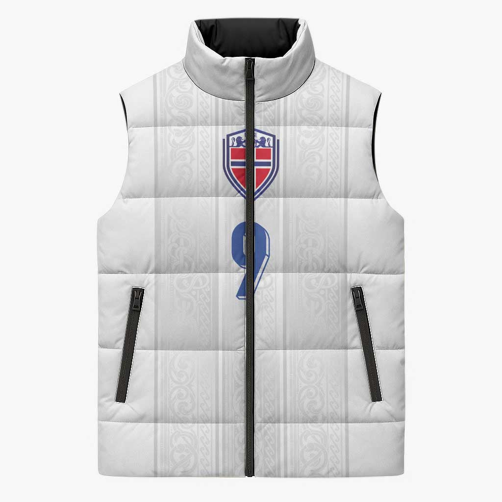 Custom Norway Football Sleeveless Puffer Jacket Nordic Knot Pattern