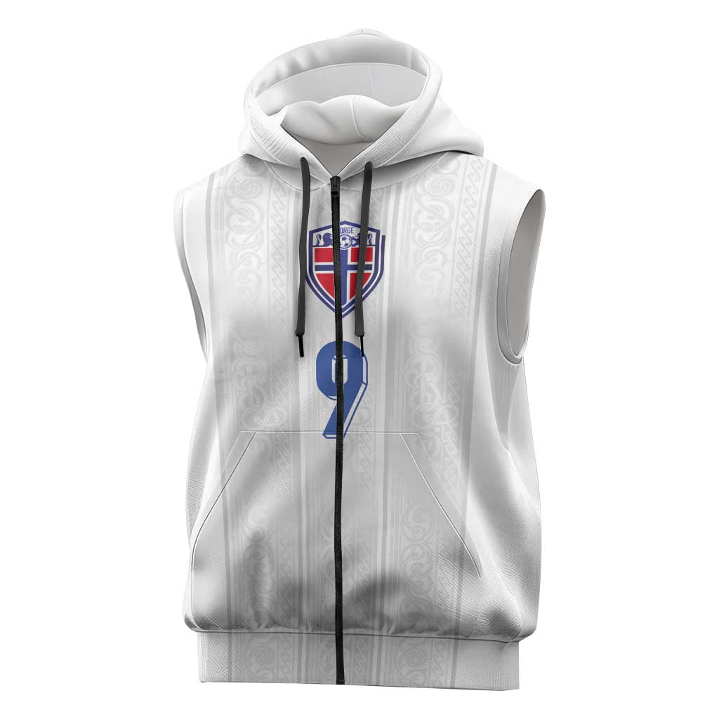 Custom Norway Football Sleeveless Zip Hoodie Nordic Knot Pattern