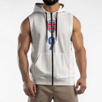 Custom Norway Football Sleeveless Zip Hoodie Nordic Knot Pattern