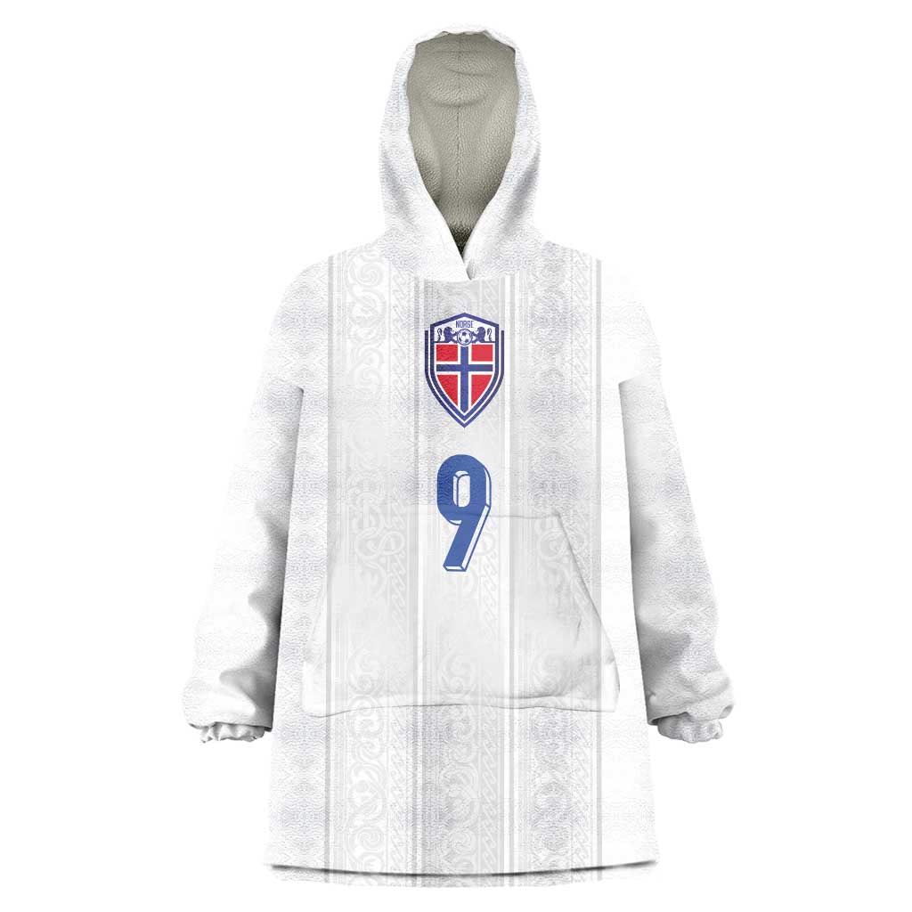 Custom Norway Football Wearable Blanket Hoodie Nordic Knot Pattern