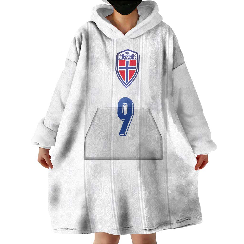 Custom Norway Football Wearable Blanket Hoodie Nordic Knot Pattern
