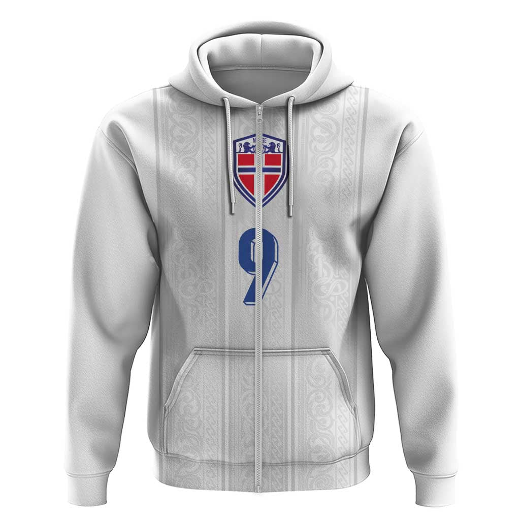 Custom Norway Football Zip Hoodie Nordic Knot Pattern