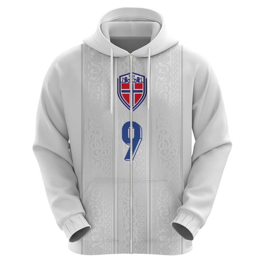 Custom Norway Football Zip Hoodie Nordic Knot Pattern