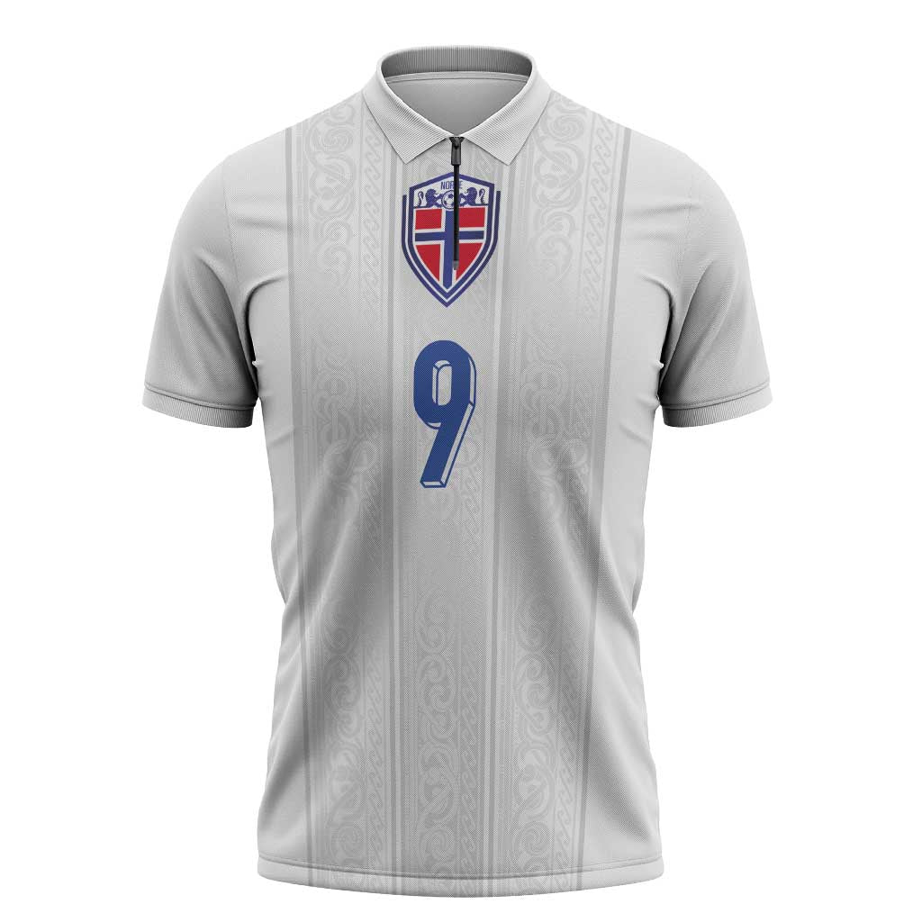 Custom Norway Football Zipper Polo Shirt Nordic Knot Pattern