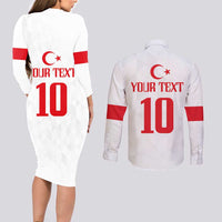 Turkey Football 2024 Go Champion Couples Matching Long Sleeve Bodycon Dress and Long Sleeve Button Shirt - Wonder Print Shop
