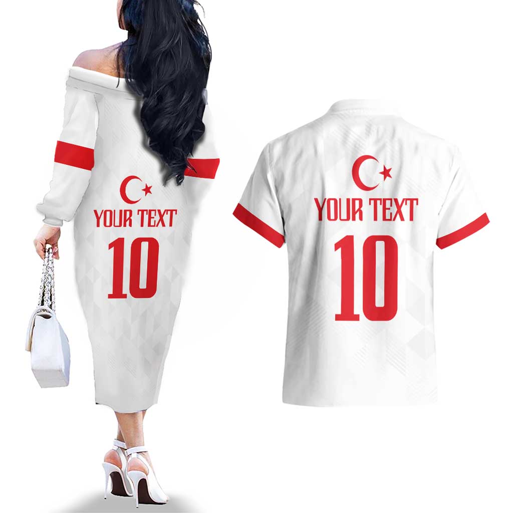 Turkey Football 2024 Go Champion Couples Matching Off The Shoulder Long Sleeve Dress and Hawaiian Shirt - Wonder Print Shop