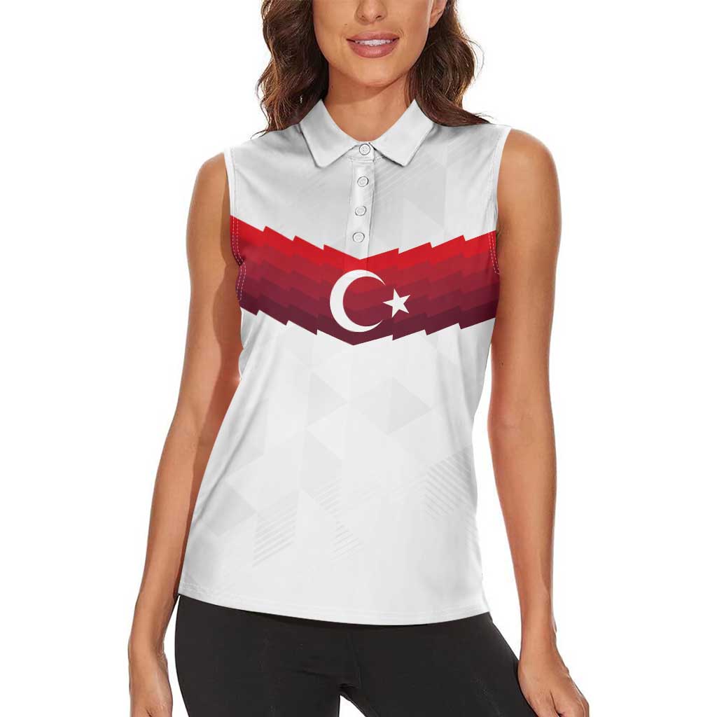 Turkey Football 2024 Go Champion Women Sleeveless Polo Shirt - Wonder Print Shop