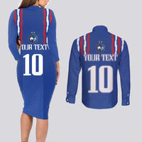France Football 2024 Go Champion Couples Matching Long Sleeve Bodycon Dress and Long Sleeve Button Shirt - Wonder Print Shop