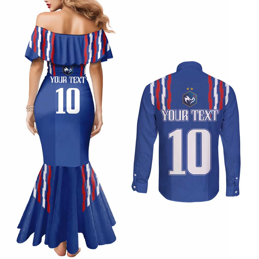 France Football 2024 Go Champion Couples Matching Mermaid Dress and Long Sleeve Button Shirt