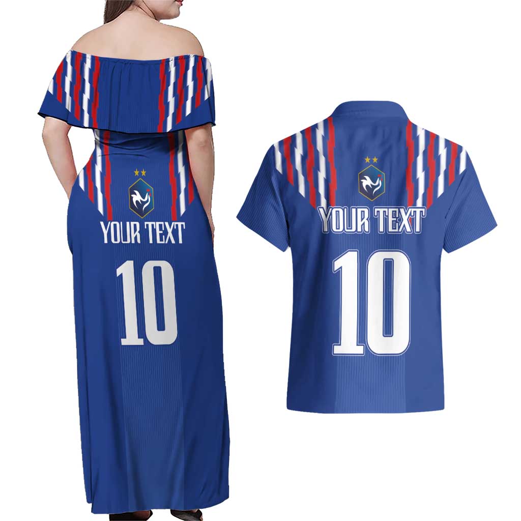 France Football 2024 Go Champion Couples Matching Off Shoulder Maxi Dress and Hawaiian Shirt - Wonder Print Shop