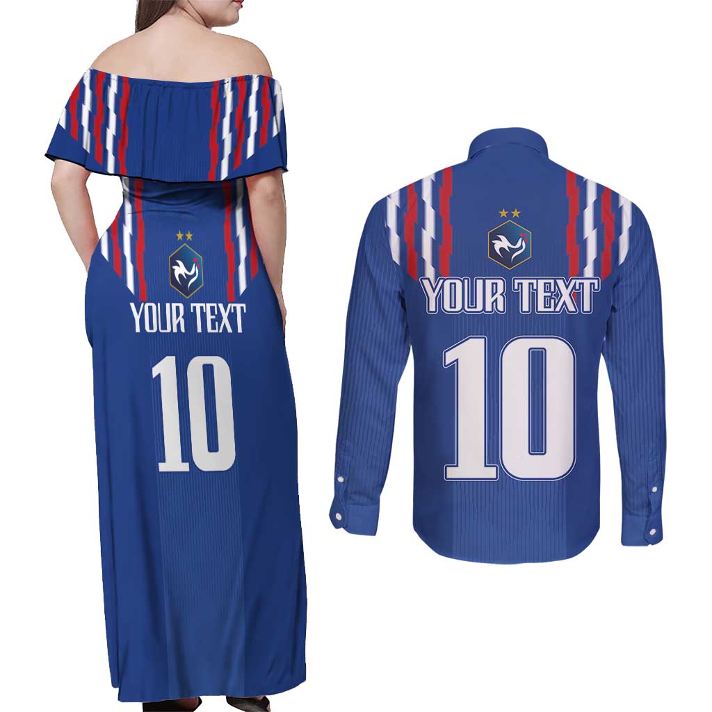 France Football 2024 Go Champion Couples Matching Off Shoulder Maxi Dress and Long Sleeve Button Shirt - Wonder Print Shop