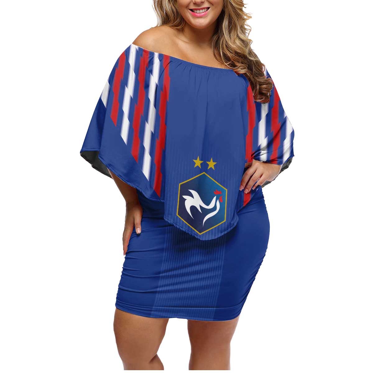 France Football 2024 Go Champion Family Matching Off Shoulder Short Dress and Hawaiian Shirt - Wonder Print Shop