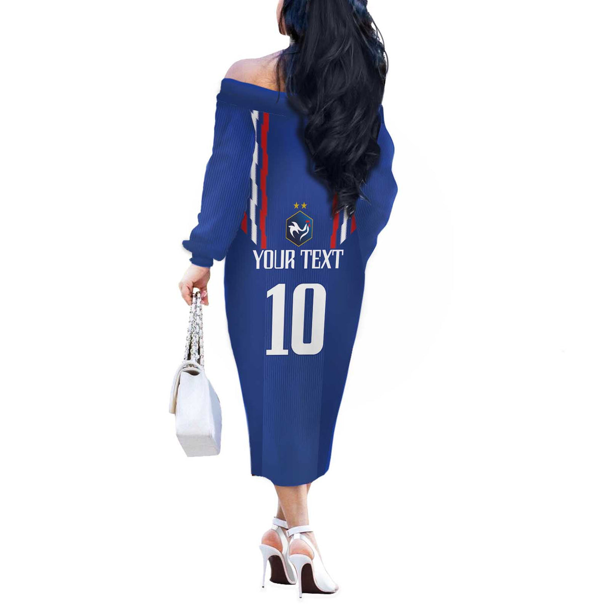 France Football 2024 Go Champion Off The Shoulder Long Sleeve Dress - Wonder Print Shop