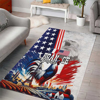 French-American Heritage Month Area Rug National Flags Style with Rooster and Bald Eagle - Wonder Print Shop