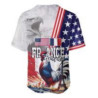 French-American Heritage Month Baseball Jersey National Flags Style with Rooster and Bald Eagle - Wonder Print Shop