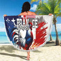 French-American Heritage Month Beach Blanket National Flags Style with Rooster and Bald Eagle - Wonder Print Shop