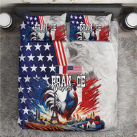 French-American Heritage Month Bedding Set National Flags Style with Rooster and Bald Eagle - Wonder Print Shop