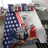 French-American Heritage Month Bedding Set National Flags Style with Rooster and Bald Eagle - Wonder Print Shop