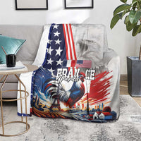 French-American Heritage Month Blanket National Flags Style with Rooster and Bald Eagle - Wonder Print Shop