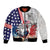 French-American Heritage Month Bomber Jacket National Flags Style with Rooster and Bald Eagle - Wonder Print Shop
