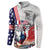 French-American Heritage Month Button Sweatshirt National Flags Style with Rooster and Bald Eagle - Wonder Print Shop