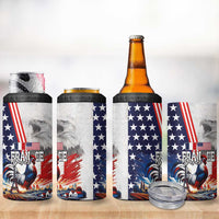 French-American Heritage Month 4 in 1 Can Cooler Tumbler National Flags Style with Rooster and Bald Eagle - Wonder Print Shop