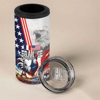 French-American Heritage Month 4 in 1 Can Cooler Tumbler National Flags Style with Rooster and Bald Eagle - Wonder Print Shop