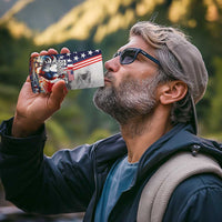 French-American Heritage Month 4 in 1 Can Cooler Tumbler National Flags Style with Rooster and Bald Eagle - Wonder Print Shop