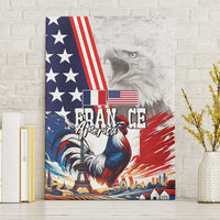 French-American Heritage Month Canvas Wall Art National Flags Style with Rooster and Bald Eagle - Wonder Print Shop