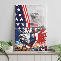French-American Heritage Month Canvas Wall Art National Flags Style with Rooster and Bald Eagle - Wonder Print Shop