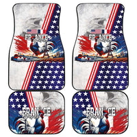 French-American Heritage Month Car Mats National Flags Style with Rooster and Bald Eagle - Wonder Print Shop