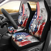 French-American Heritage Month Car Seat Cover National Flags Style with Rooster and Bald Eagle - Wonder Print Shop