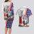 French-American Heritage Month Couples Matching Long Sleeve Bodycon Dress and Hawaiian Shirt National Flags Style with Rooster and Bald Eagle - Wonder Print Shop