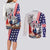 French-American Heritage Month Couples Matching Long Sleeve Bodycon Dress and Long Sleeve Button Shirt National Flags Style with Rooster and Bald Eagle - Wonder Print Shop