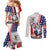 French-American Heritage Month Couples Matching Mermaid Dress and Long Sleeve Button Shirt National Flags Style with Rooster and Bald Eagle - Wonder Print Shop
