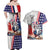French-American Heritage Month Couples Matching Off Shoulder Maxi Dress and Hawaiian Shirt National Flags Style with Rooster and Bald Eagle - Wonder Print Shop