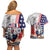 French-American Heritage Month Couples Matching Off Shoulder Short Dress and Hawaiian Shirt National Flags Style with Rooster and Bald Eagle - Wonder Print Shop
