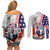 French-American Heritage Month Couples Matching Off Shoulder Short Dress and Long Sleeve Button Shirt National Flags Style with Rooster and Bald Eagle - Wonder Print Shop