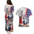 French-American Heritage Month Couples Matching Puletasi and Hawaiian Shirt National Flags Style with Rooster and Bald Eagle - Wonder Print Shop
