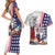 French-American Heritage Month Couples Matching Short Sleeve Bodycon Dress and Hawaiian Shirt National Flags Style with Rooster and Bald Eagle - Wonder Print Shop