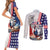 French-American Heritage Month Couples Matching Short Sleeve Bodycon Dress and Long Sleeve Button Shirt National Flags Style with Rooster and Bald Eagle - Wonder Print Shop