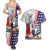 French-American Heritage Month Couples Matching Summer Maxi Dress and Hawaiian Shirt National Flags Style with Rooster and Bald Eagle - Wonder Print Shop
