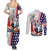 French-American Heritage Month Couples Matching Summer Maxi Dress and Long Sleeve Button Shirt National Flags Style with Rooster and Bald Eagle - Wonder Print Shop