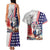 French-American Heritage Month Couples Matching Tank Maxi Dress and Hawaiian Shirt National Flags Style with Rooster and Bald Eagle - Wonder Print Shop