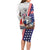 French-American Heritage Month Family Matching Long Sleeve Bodycon Dress and Hawaiian Shirt National Flags Style with Rooster and Bald Eagle - Wonder Print Shop