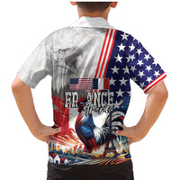 French-American Heritage Month Family Matching Mermaid Dress and Hawaiian Shirt National Flags Style with Rooster and Bald Eagle - Wonder Print Shop