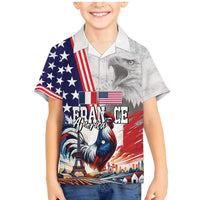 French-American Heritage Month Family Matching Mermaid Dress and Hawaiian Shirt National Flags Style with Rooster and Bald Eagle - Wonder Print Shop