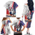 French-American Heritage Month Family Matching Off The Shoulder Long Sleeve Dress and Hawaiian Shirt National Flags Style with Rooster and Bald Eagle - Wonder Print Shop