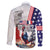 French-American Heritage Month Family Matching Off The Shoulder Long Sleeve Dress and Hawaiian Shirt National Flags Style with Rooster and Bald Eagle - Wonder Print Shop
