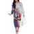 French-American Heritage Month Family Matching Off The Shoulder Long Sleeve Dress and Hawaiian Shirt National Flags Style with Rooster and Bald Eagle - Wonder Print Shop